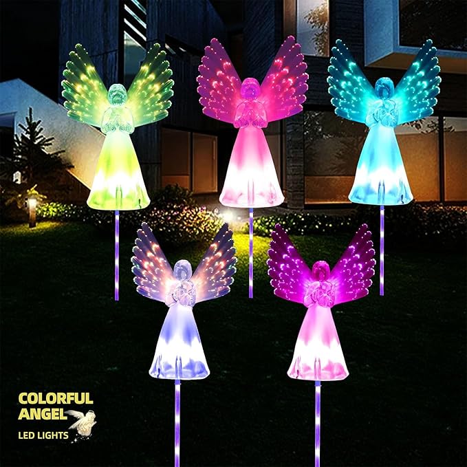Angel Solar Lights for Cemetery, 2 Pack Solar Lights Outdoor Garden, Color - Image 7