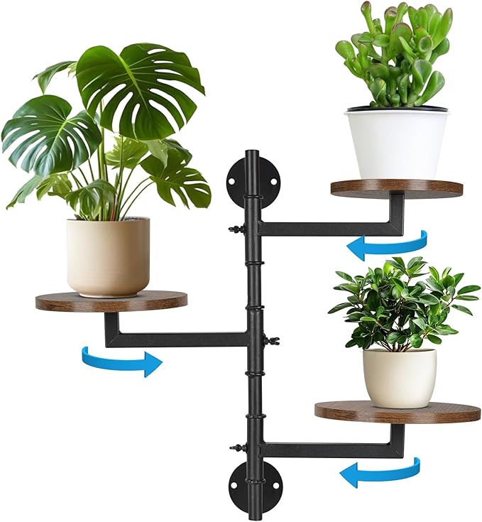 Wooden Rotatable Window Sill Plant Stand, 3 Tier Wall Plant Holder, 180 Degree - Image 8