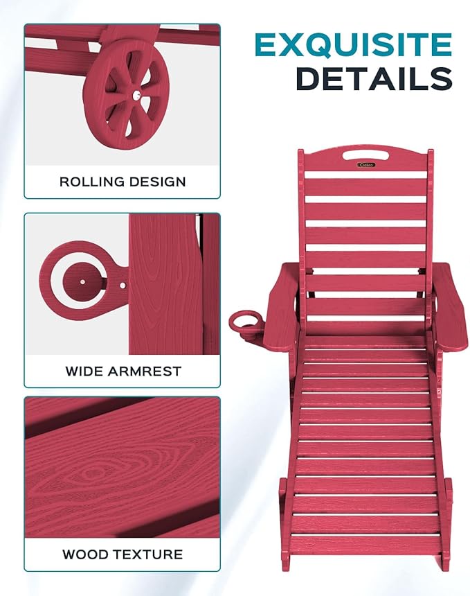 Outdoor Chaise Lounge Chair Set of 2, Patio Lounge Chairs - Image 5