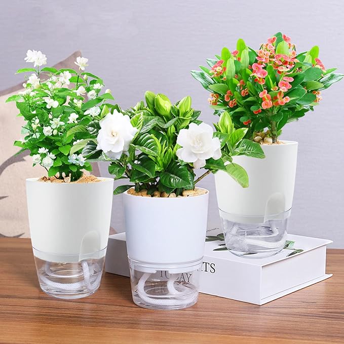 Haawooky 10 Pack Clear Self Watering Planters, 4.1Inch Wicking Flower Pots - Image 7