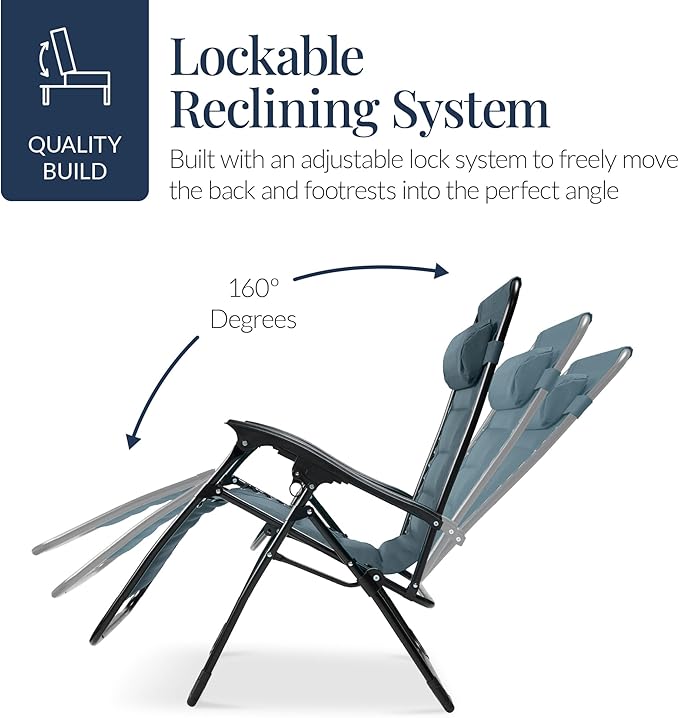 Best Choice Products Oversized Padded Zero Gravity Chair, Folding Outdoor Patio - Image 7