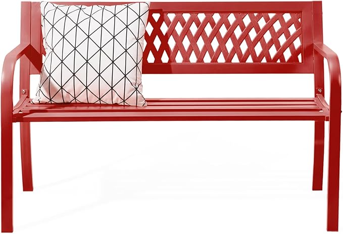 VINGLI 47'' Outdoor Bench, Weather Resistant Garden Patio Bench Powder Coated by VINGLI