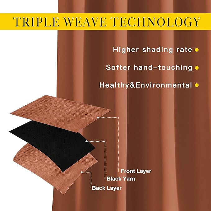 NICETOWN Blackout Burnt Orange Curtain & Drape - Image 2