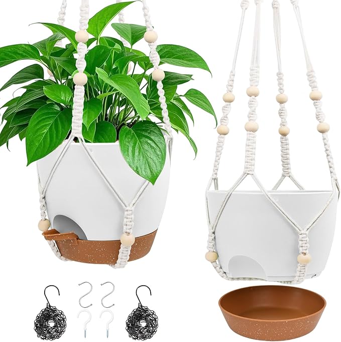 Hanging Planters for Indoor Outdoor Plants, 2 Pack Self Watering Hanging Pot by Vanslogreen
