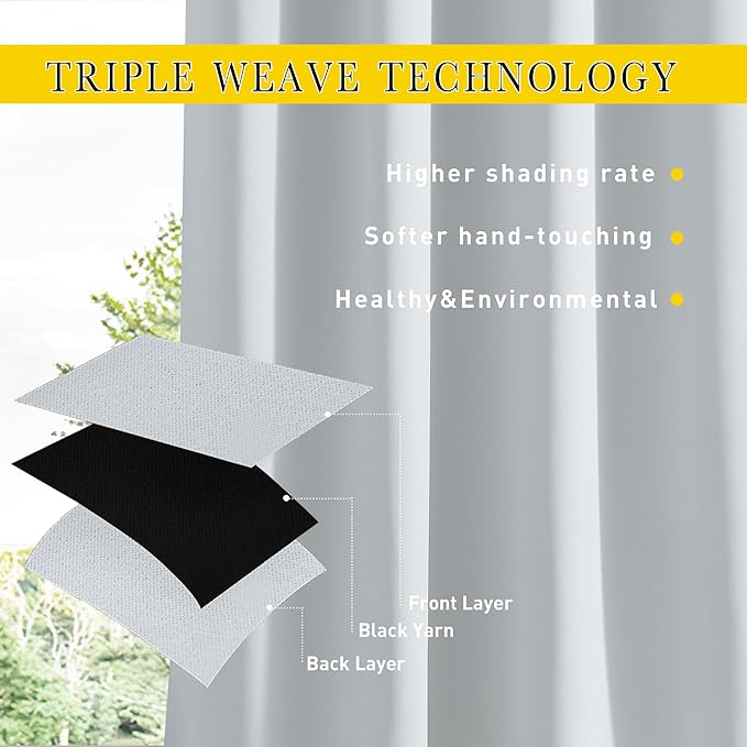 NICETOWN 2 Panels Outdoor Curtains Waterproof Pocket & Back Tab on Top & Bottom - Image 6