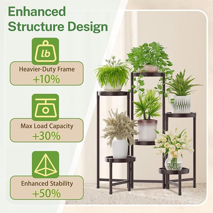 iDavosic.ly Plant Stand Indoor Outdoor, 6 Tier Corner Metal Flower Display - Image 5