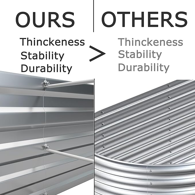 8x2x1ft Galvanized Raised Garden Bed, Outdoor Planter Box Metal Patio Kit - Image 4