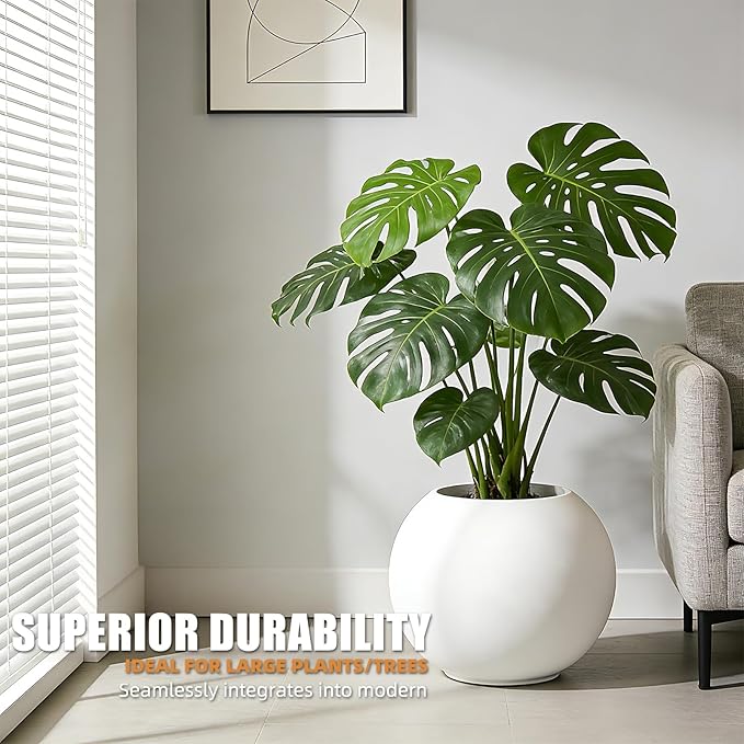 13.5 H x 17" Dia Round Fiberstone Planter - Image 5