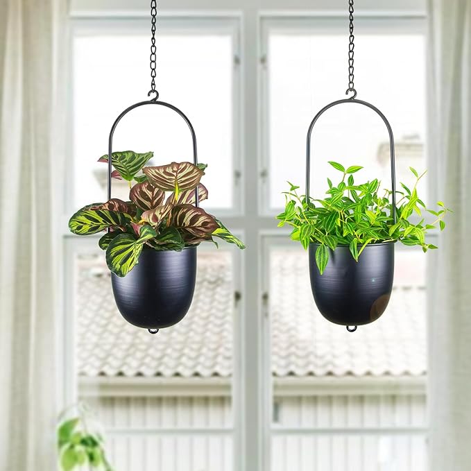 Stackable Metal Hanging Planters, Modern Wall and Ceiling Plant Holders - Image 5
