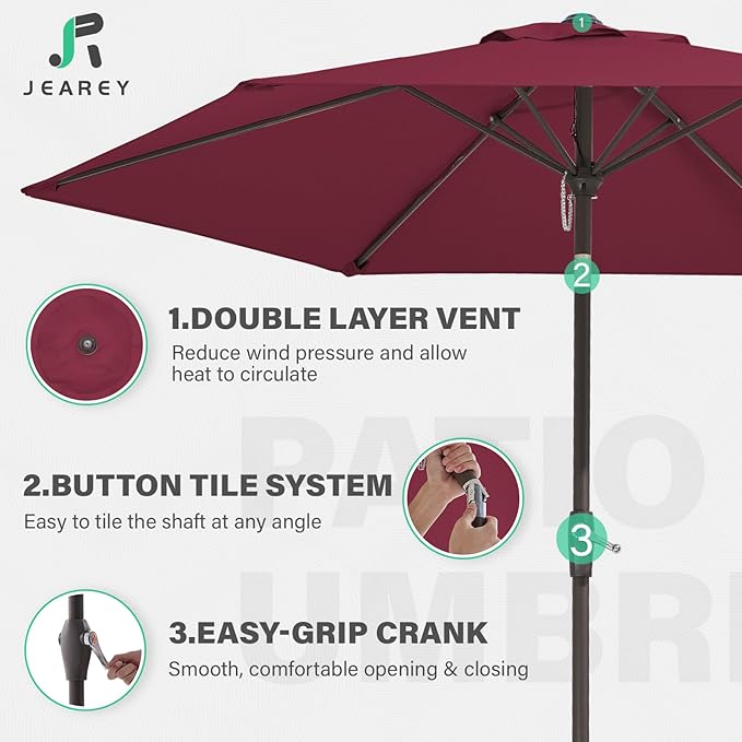 JEAREY 7.5FT Patio Umbrella Market Table Umbrella - Image 2