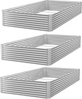 3 Pack 8x4FT Corrugated Galvanized Steel Raised Garden Bed Outdoor, Metal Above by CATMANOR