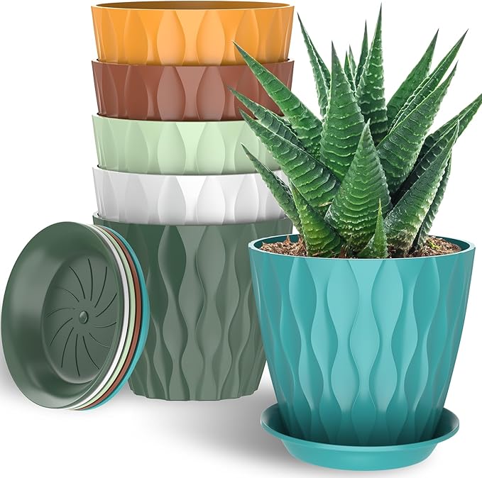 6 Pack 7 Inch Indoor Plant Pots by Unknown