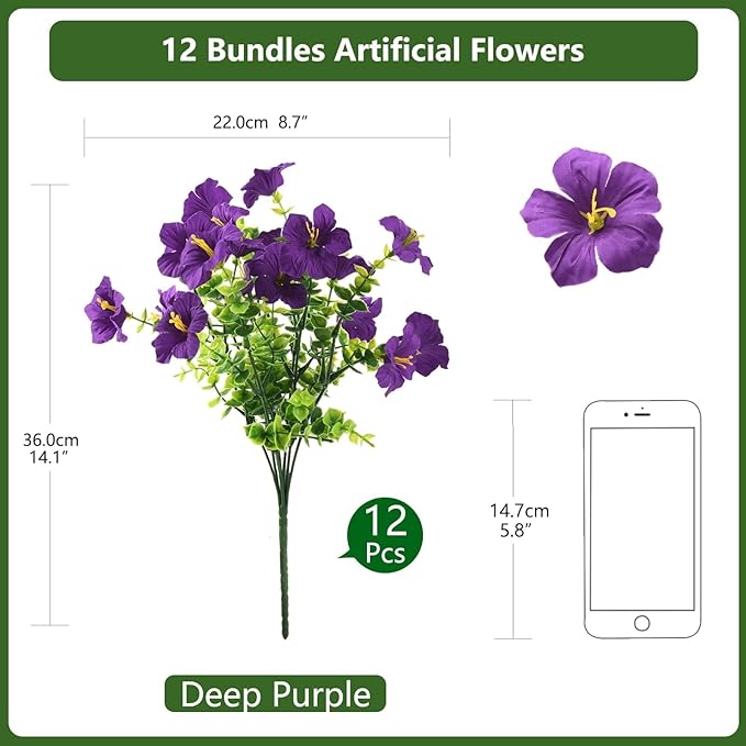INQCMY Artificial Fake Petunias Flowers - Image 2
