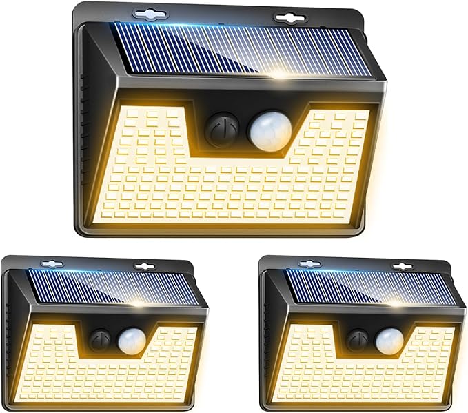 Peasur Solar Lights Outdoor Waterproof, Warm White Motion Sensor Lights Dusk to by Peasur