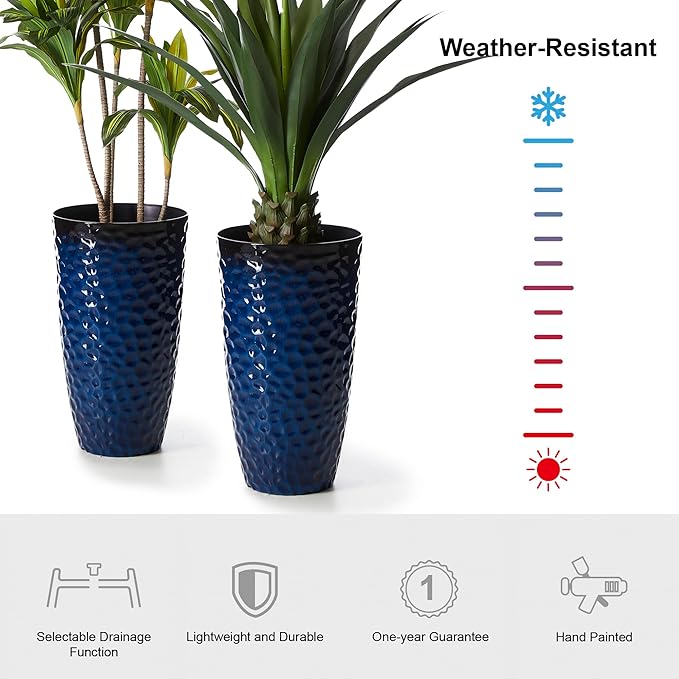 Glitzhome 23.75" H Oversized Tall Planter, Modern Set of 2 Honeycomb Textured - Image 3