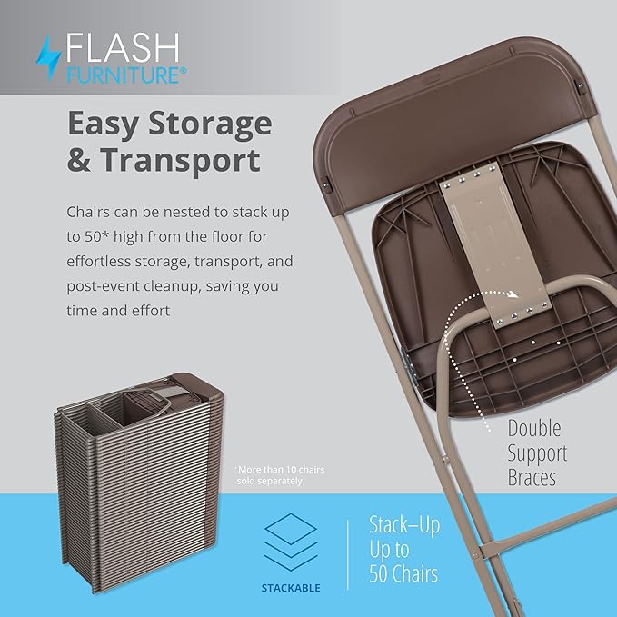 Flash Furniture Hercules Series Plastic Folding Chair Brown - Image 5