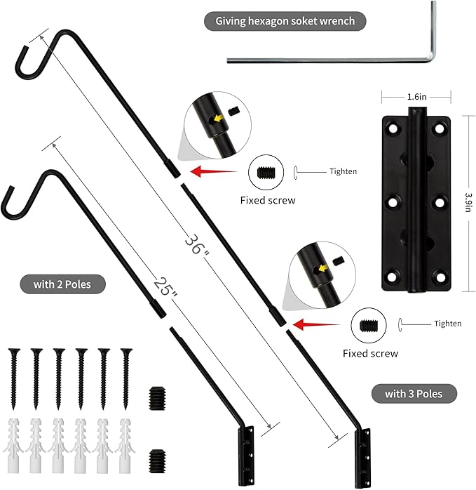 Juegoal Heavy Duty Deck Hook, 25 Inch or 36 Inch Wall Mounted Extended Reach - Image 2
