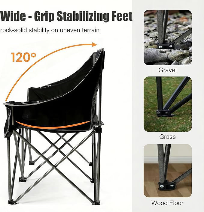 EMERIT Oversized Fully Padded Camping Chair, Heavy Duty 650LB Folding Camping - Image 4