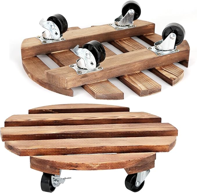2 Pack Plant Stand with Wheels, Plant Caddies with 360° Lockable Smooth Sliding by DecorateYourRoomwithCuffUpFarmhouseHomeDecor