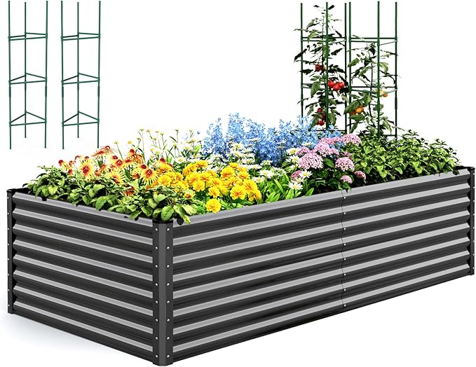 Quictent Galvanized Raised Garden Bed 8x4x2 Ft Tall Metal Planter Box by QUICTENT