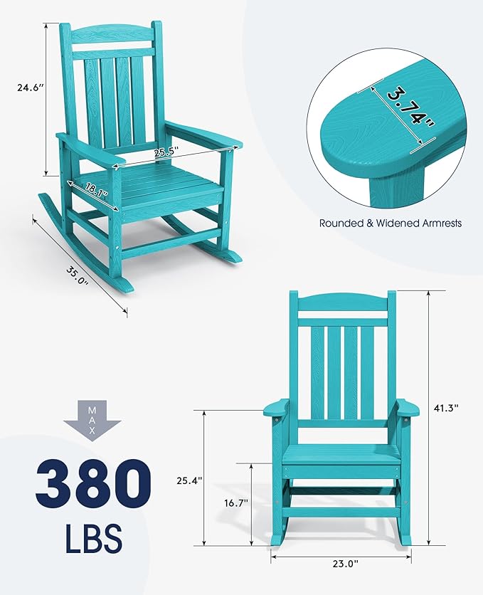 KINGYES HDPE Rocking Chairs Outdoor, Patio Rocking Chairs - Image 3