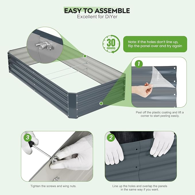 ZORMY 2Pack 6×3×1ft Galvanized Raised Garden Bed Kit, Metal Planter Boxes - Image 2
