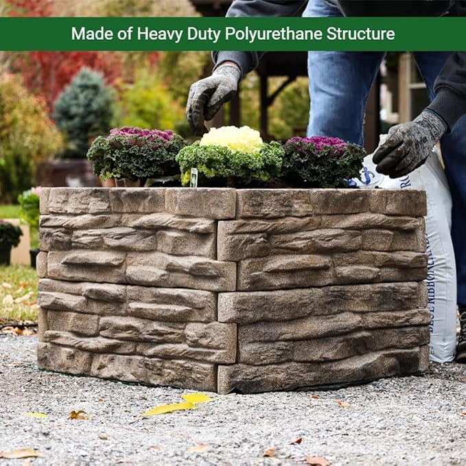 Raised Garden Bed Tan/Brown Ledgestones Composite Polyurethane Natural Look - Image 6