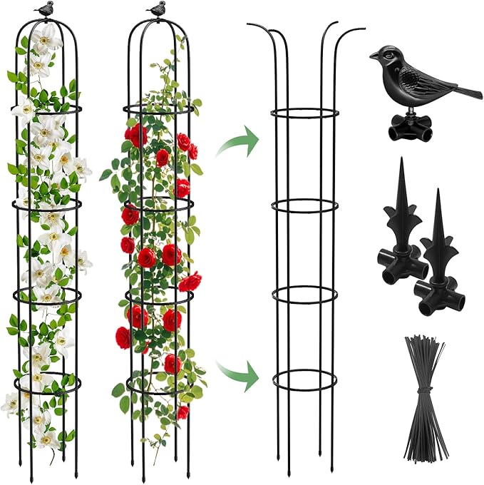 6.2ft Garden Obelisk Trellis for Climbing Plants Rustproof Metal Pipe by MYMULIKEHOME