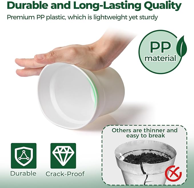 T4U 5 Inch Plant Pot 8-Pack, Plastic Pots - Image 3
