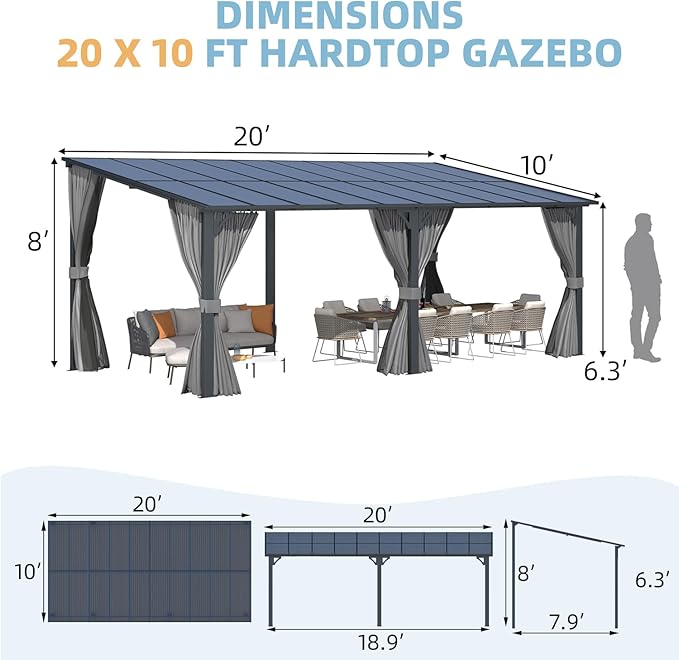 AECOJOY 20' x 10' Outdoo Gazebo - Image 7