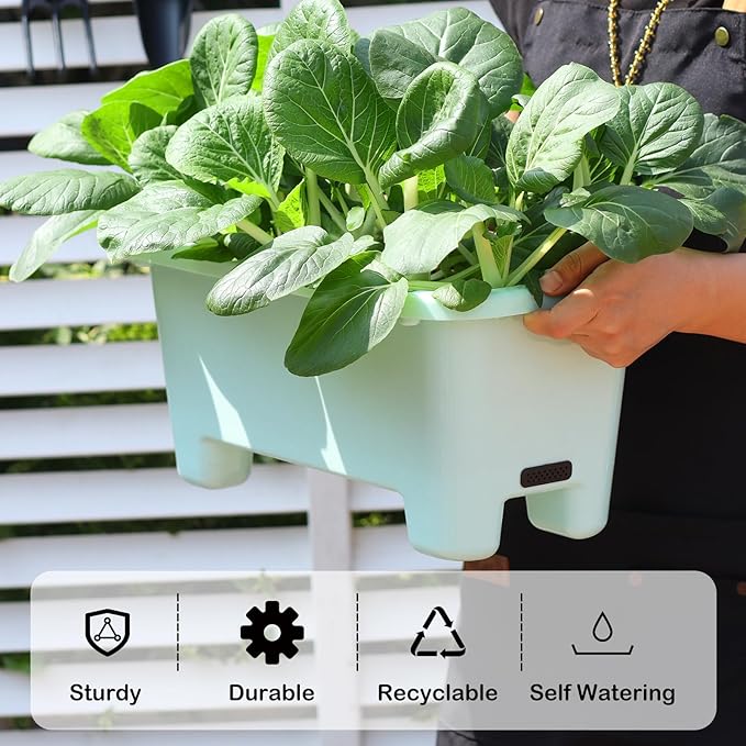Self-Watering Rectangle Planter Boxes 8-Pack, 15.7-Inch Window Box Planter - Image 4