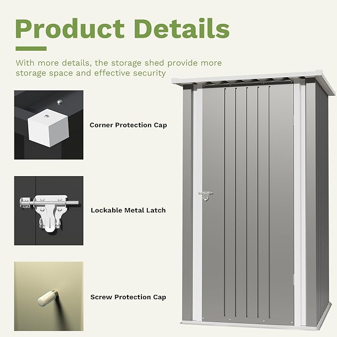 Devoko 3x3 FT Outdoor Storage Shed, Small Garden Tool Shed - Image 4