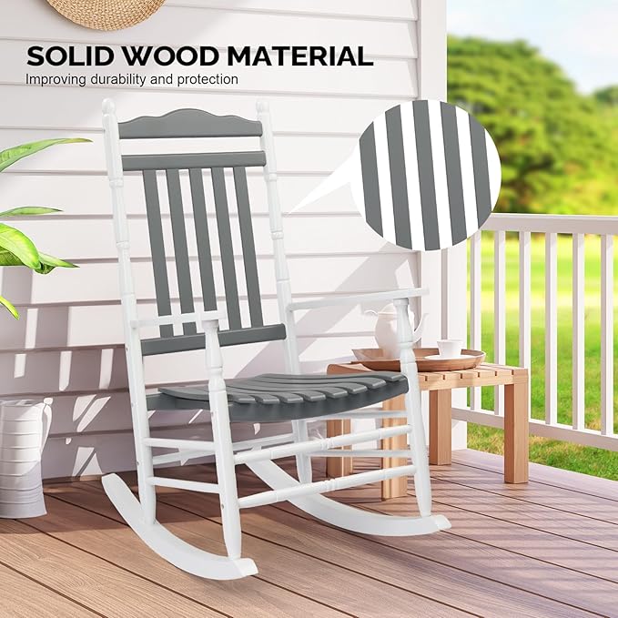 VINGLI Wooden Rocking Chair, Outdoor Chair - Image 5