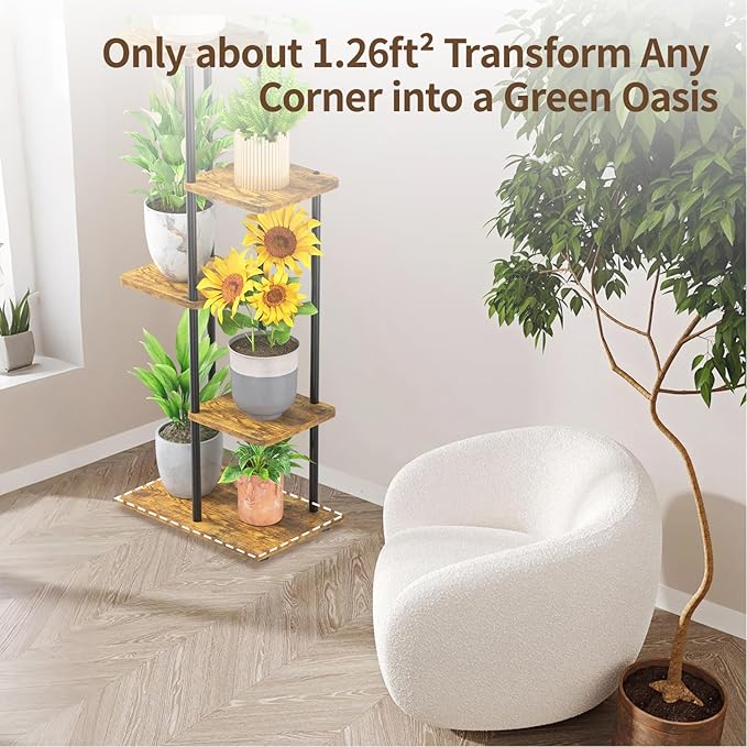 LASZOLA Black 4 Tiered Wood Plant Stand Indoor - Image 5