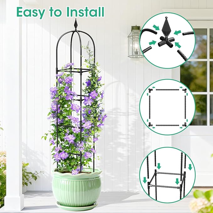 2 Pack Garden Obelisk Trellis for Climbing Plants, Tower Potted Cages for - Image 4