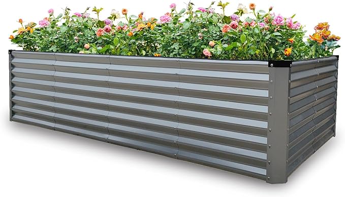 GARDMAX 8x4x2FT Galvanized Raised Garden Bed Kit, Metal Planter Boxes Outdoor by ChooseGardmaxforbetterlife