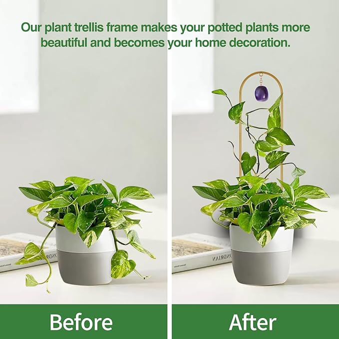 Plant Trellis for Climbing Plants, 15.75 inch Garden Small Metal Arch Glod - Image 2