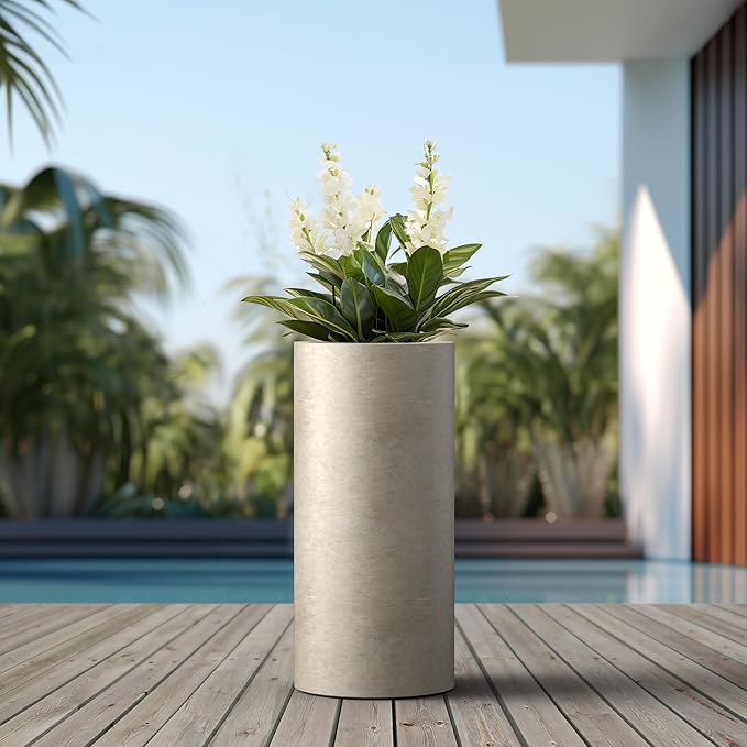 Kante 23.6 Inch Tall Cylindrical Planter, Large Round Plant Pots - Image 6