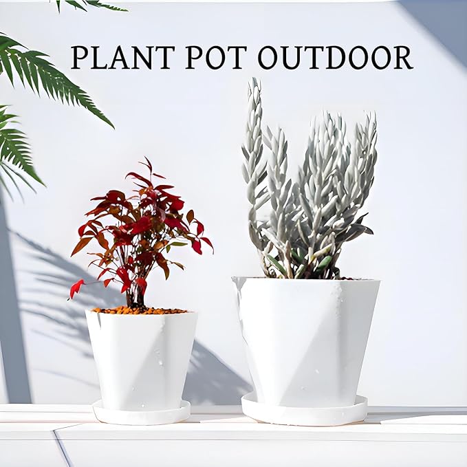 InmeRun Plant Pots Indoor Plastic Flower Pots Outdoor 7 inch Set of 12 Pack - Image 3