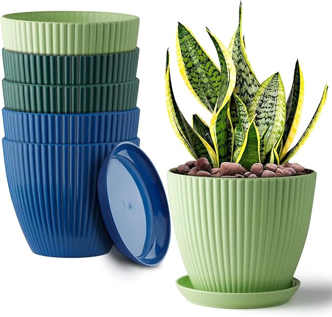 6 Inch Plant Pots, Plastic Flower Pots by RooTrimmer