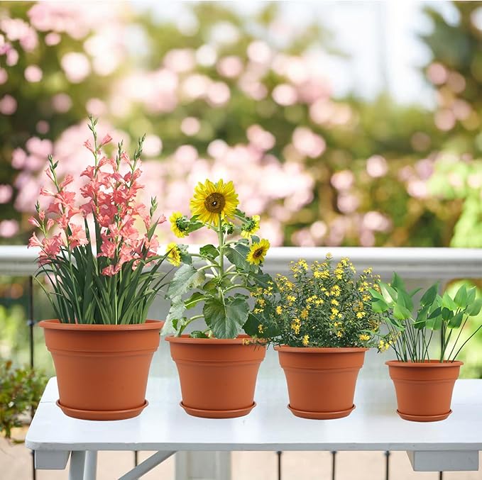 16 inch Plastic-Flower-Pot-for-Indoor-Plants, 4 Pack Large Outdoor Planter Pot - Image 2