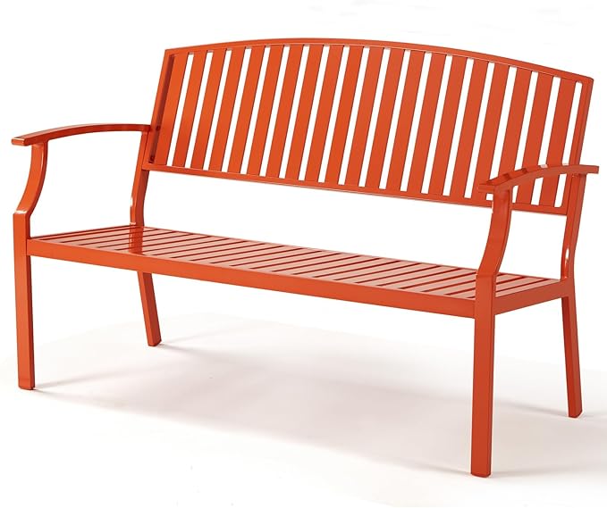Outdoor Bench Weatherproof Aluminum Patio Garden Bench, Patio Loveseat by Eongdn