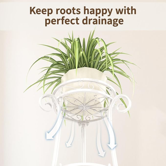 LASZOLA 3 Tier White Metal Plant Stand - Image 6