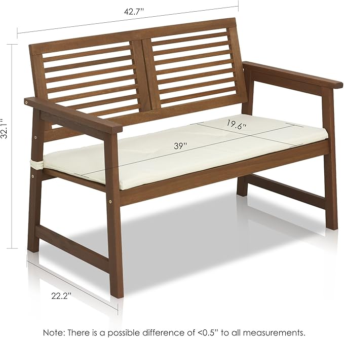 Furinno FG161167 Tioman Hardwood Outdoor Bench in Teak Oil - Image 3