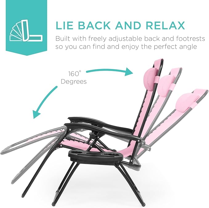 Best Choice Products Set of 2 Adjustable Steel Mesh Zero Gravity Lounge Chair - Image 3