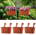3 Pack Metal Railing Planters, 10.5" Oval Hanging Flower Pots by MeltsetM