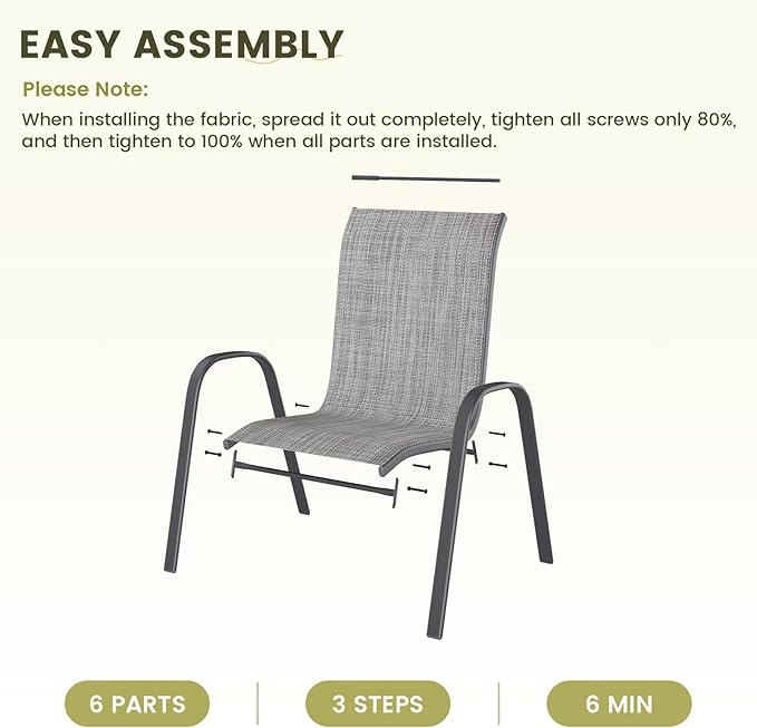 UDPATIO Patio Chairs Set of 8, Stackable Outdoor Dining Chairs - Image 8