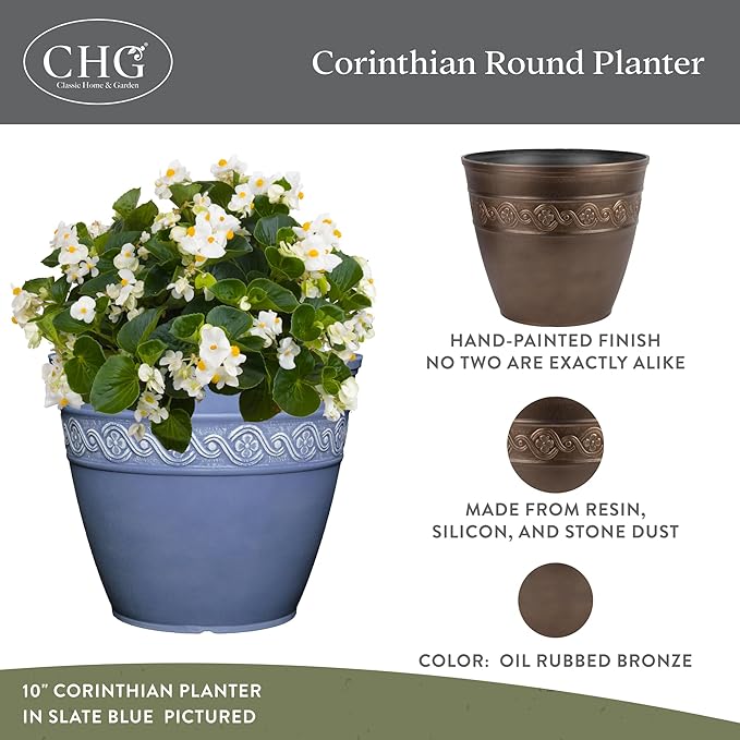 Classic Home and Garden Corinthian Resin Planter Pot - Image 2