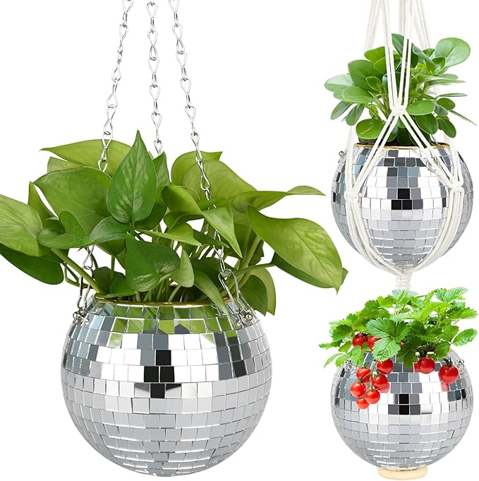 6" Disco Ball Planter, Disco Ball Plant Hanger by FGBNM