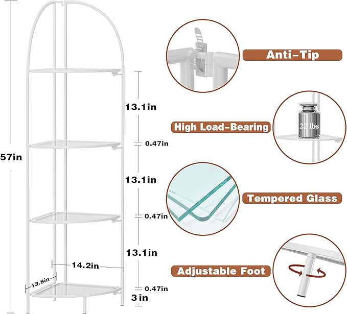 Crofy Foldable 4 Tier Corner Shelf, Metal Corner Plant Stand - Image 3
